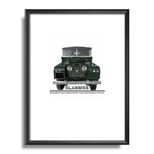White Minimal Retro Land Rover Poster
