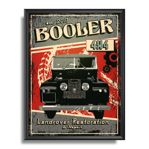 Old Garage Land Rover Poster
